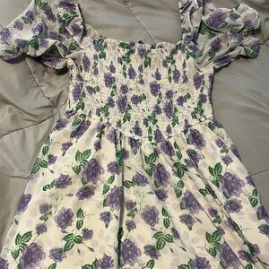 Floral Maxi Dress with Purple and Green Accents